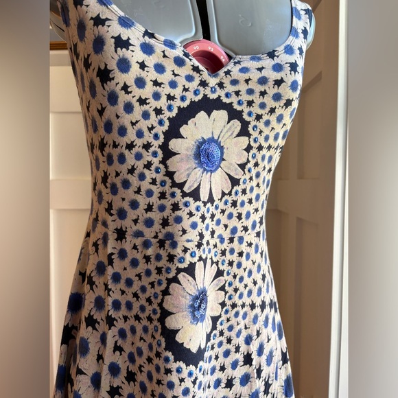 Desigual Blue and White Floral Mini Dress Size Small - Picture 3 of 6